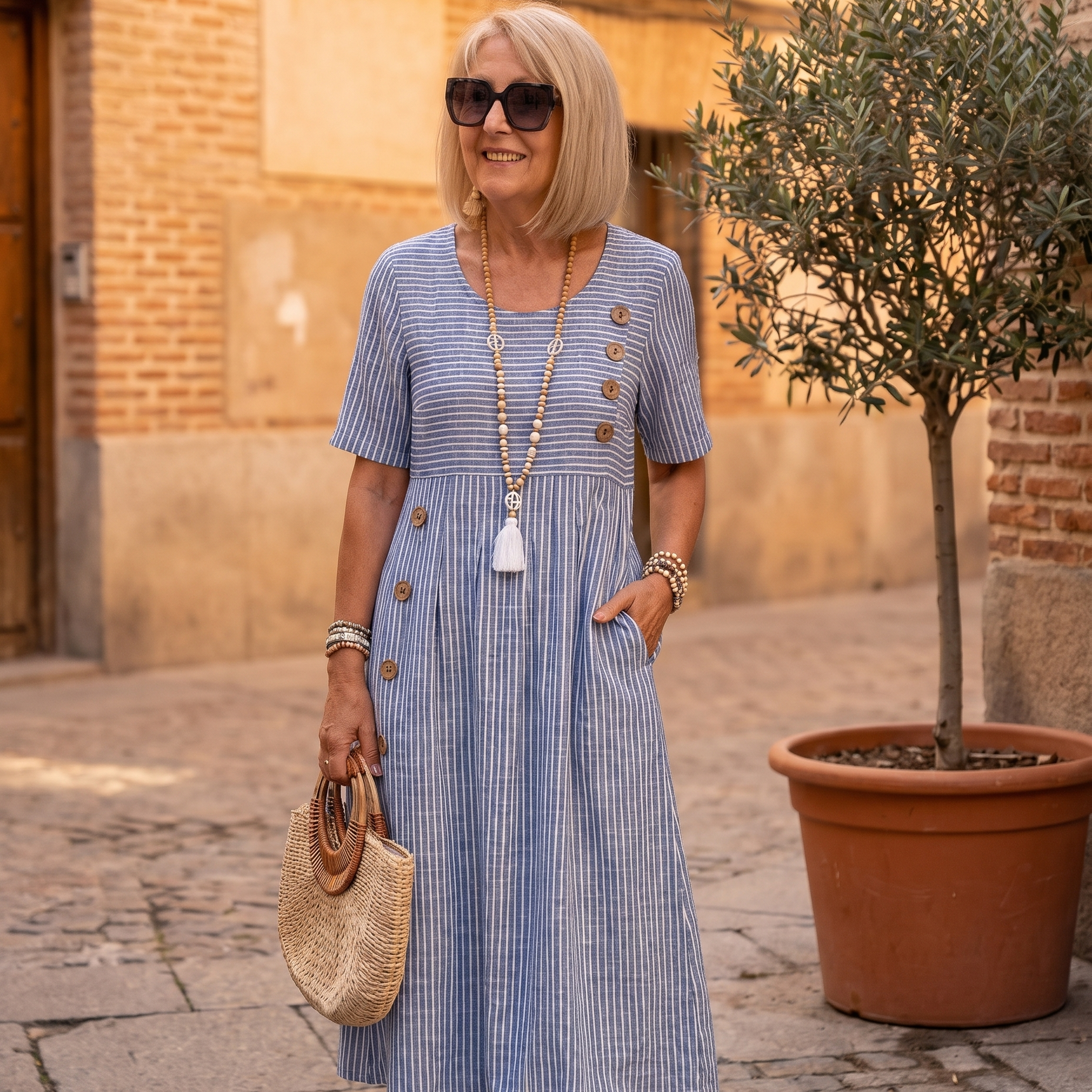 Valentina | Vestido midi a rayas - estilo Aurelia Madrid
