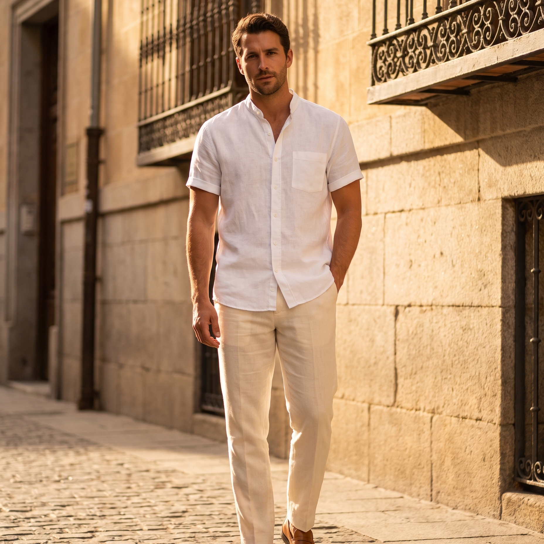 Hugo | Camisa de lino de manga corta - estilo Aurelia Madrid