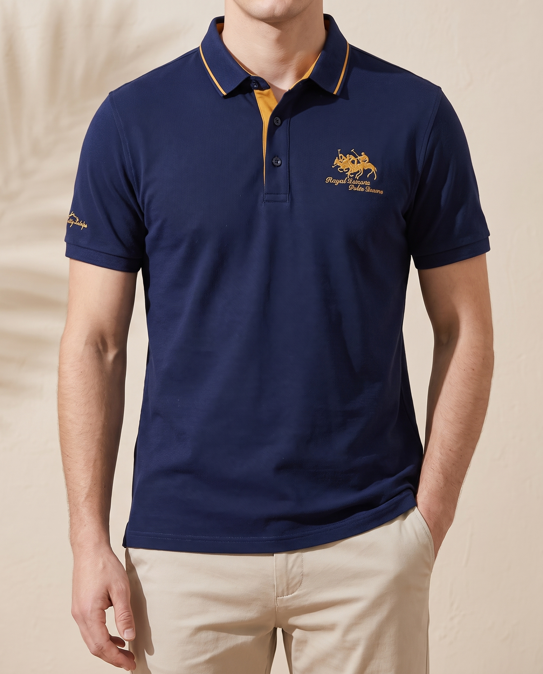 Mateo | Polo de lujo bordado — Azul marino