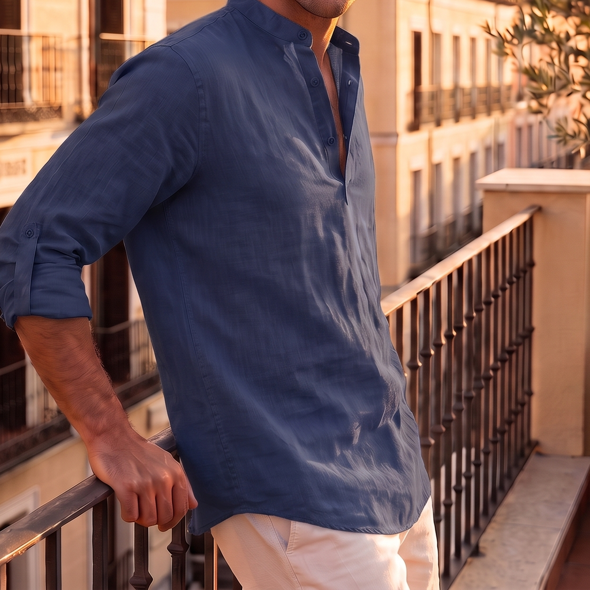 Martín | Camisa de lino transpirable en azul marino