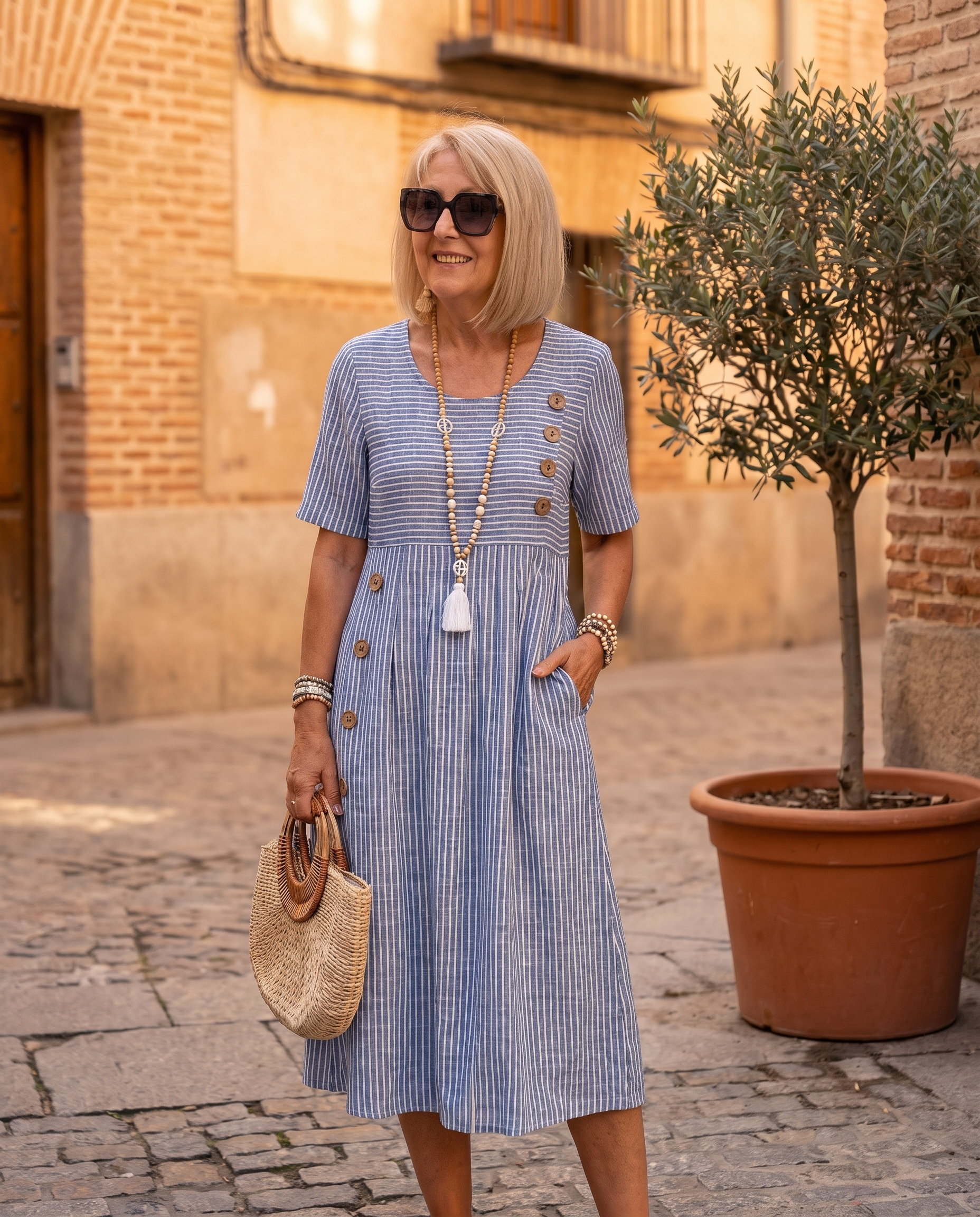 Valentina | Vestido midi a rayas - estilo Aurelia Madrid