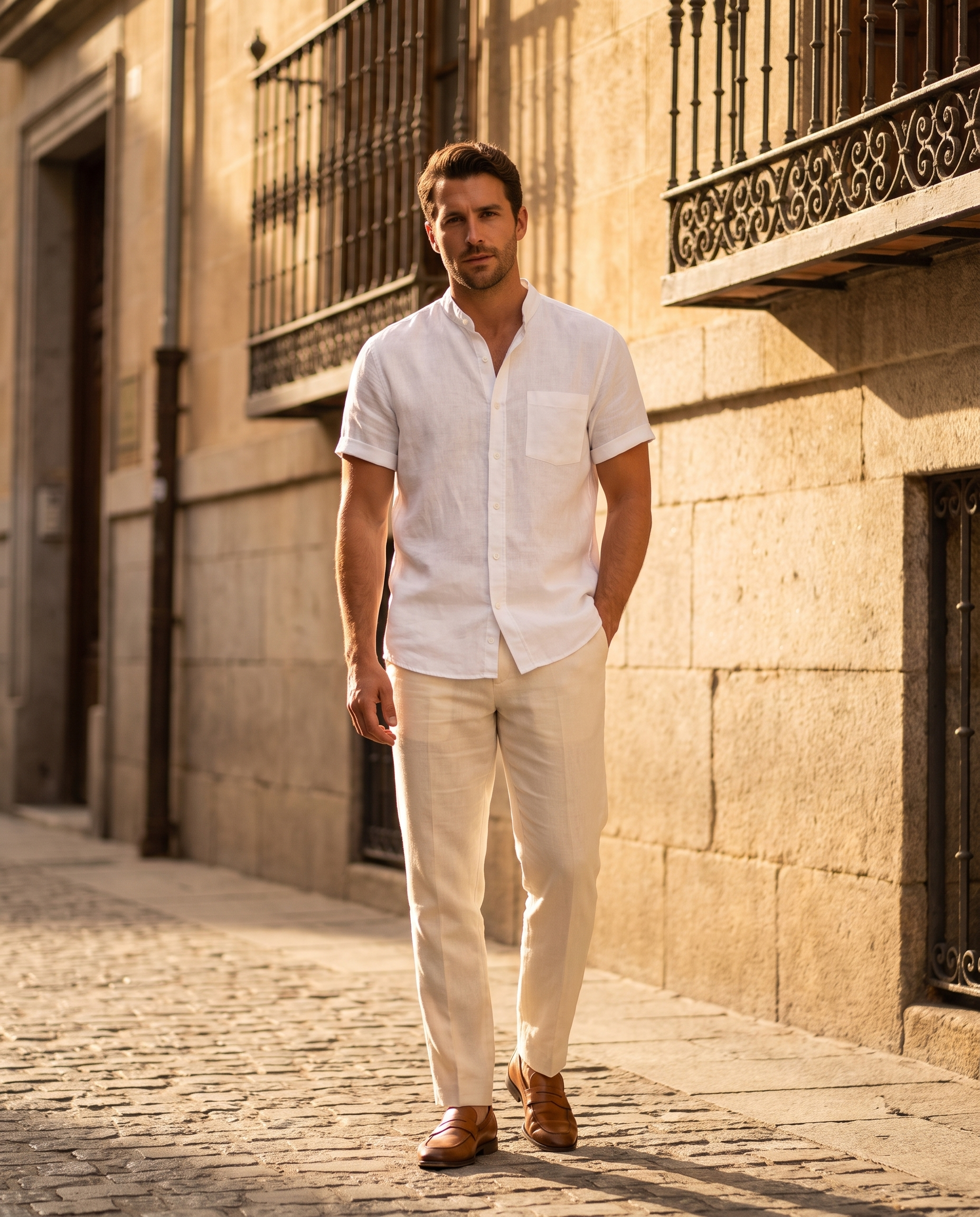 Hugo | Camisa de lino de manga corta - estilo Aurelia Madrid