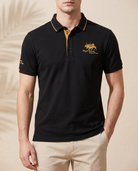 Mateo | Polo de lujo bordado — Negro