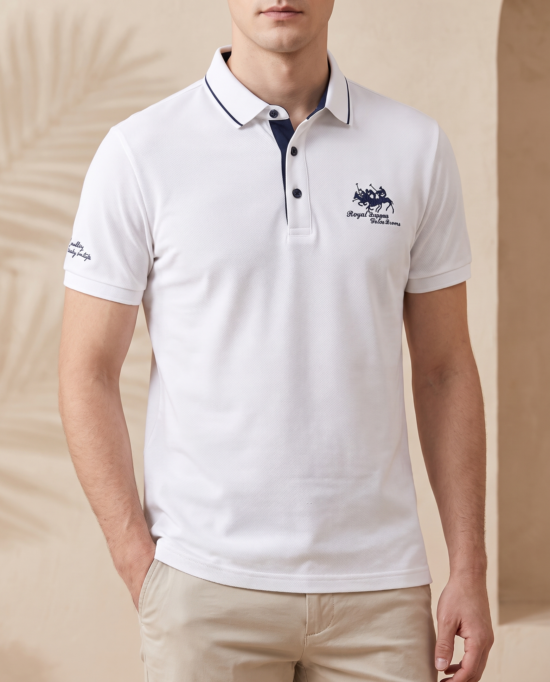 Mateo | Polo de lujo bordado — Blanco