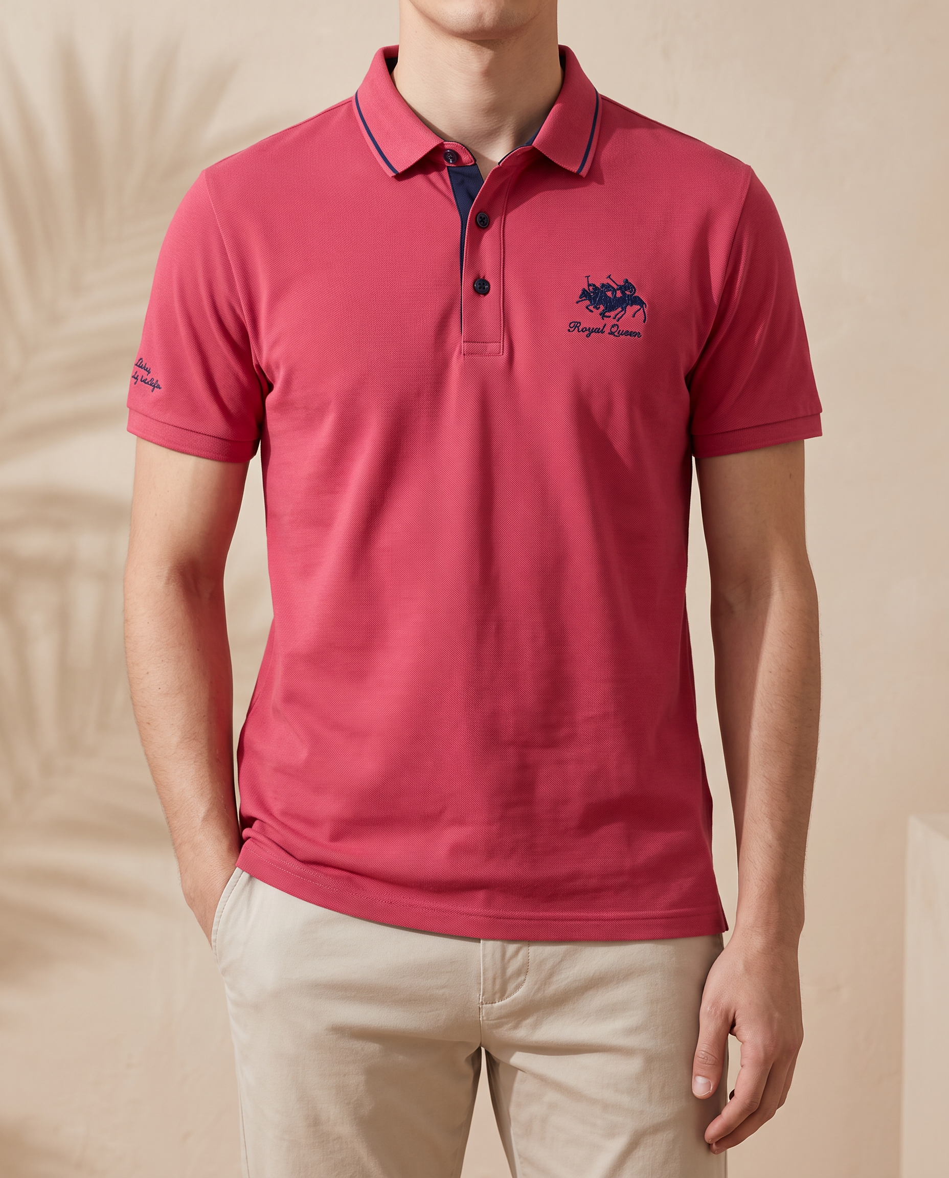 Mateo | Polo de lujo bordado — Frambuesa