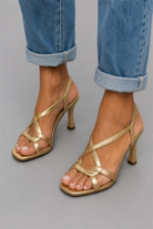 Isabella | Sandalias Doradas de Tacón