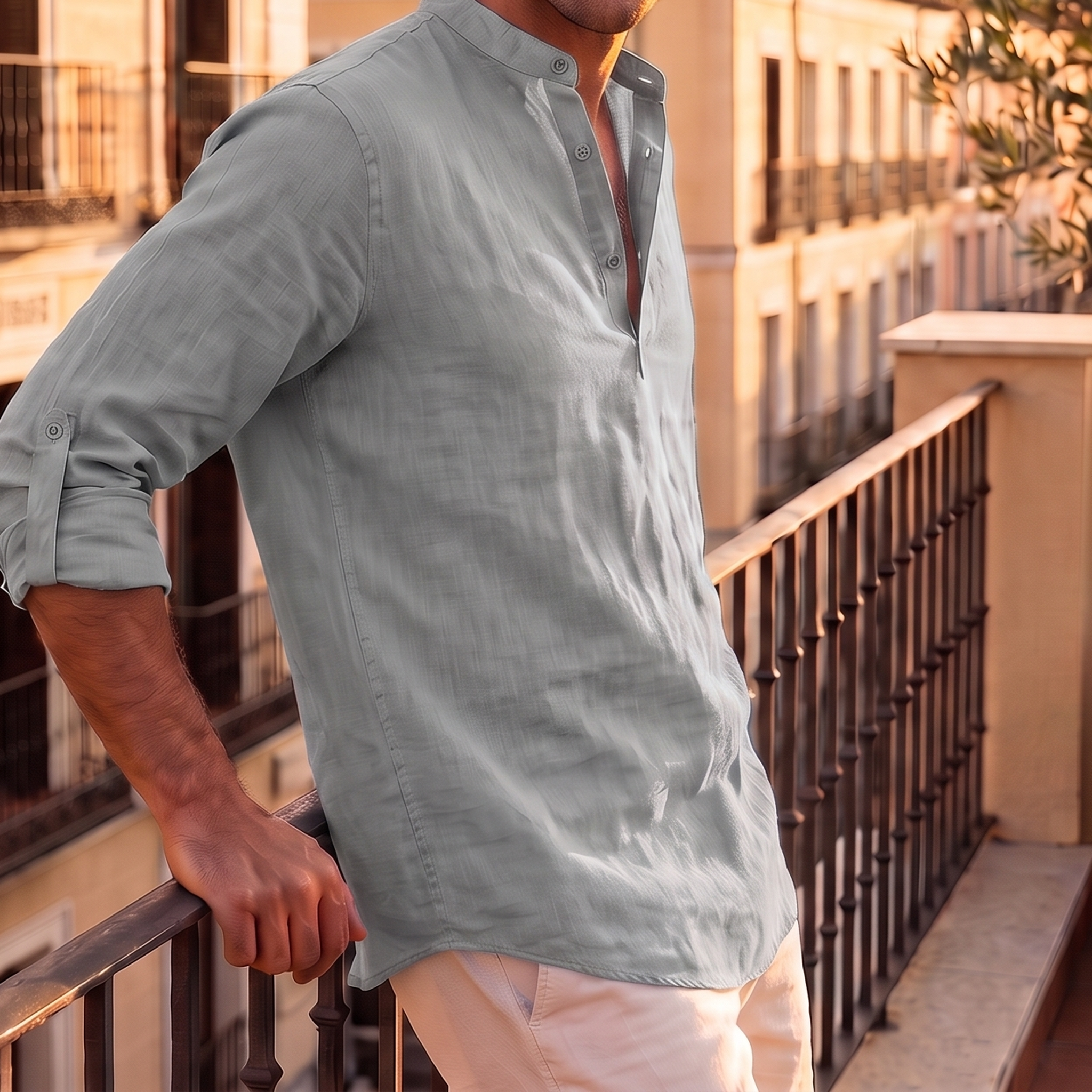 Martín | Camisa de lino transpirable en gris