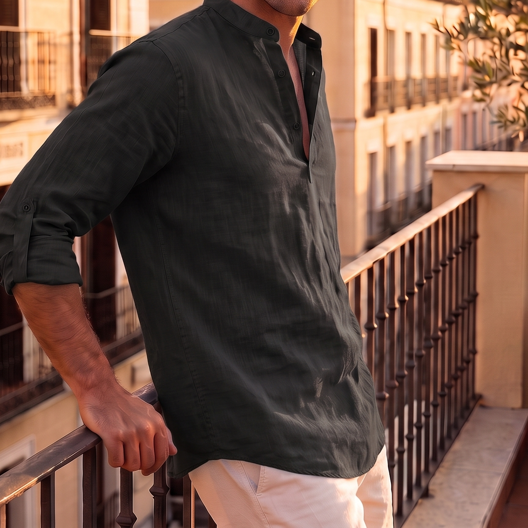 Martín | Camisa de lino transpirable en negro
